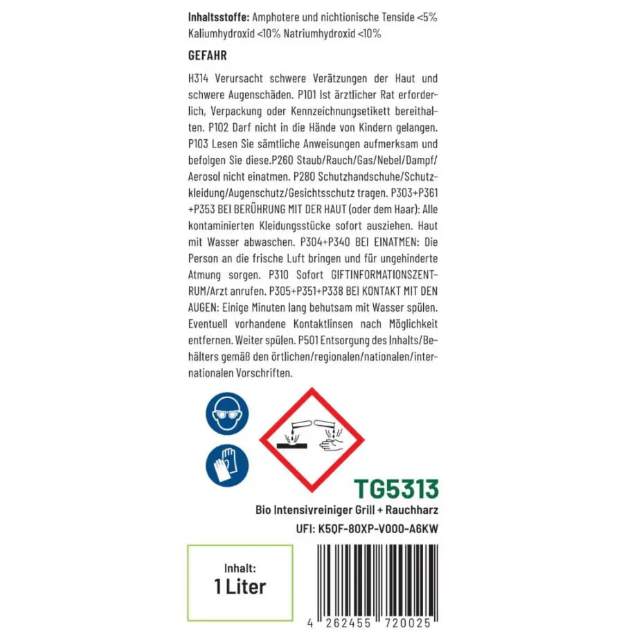 Grillreiniger und Entfetter für Grill, Rost, Ofen und Räucherkammer