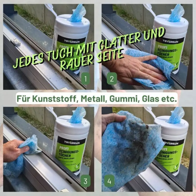 Werkstatt Reinigungstücher von TRYGREEN. Mit glatter und rauer Seite. Feuchttücher entfernen Öl, Farbe, Fett und Schmierstoff, für die reinigung von Händen, Maschinen und Werkzeugen.