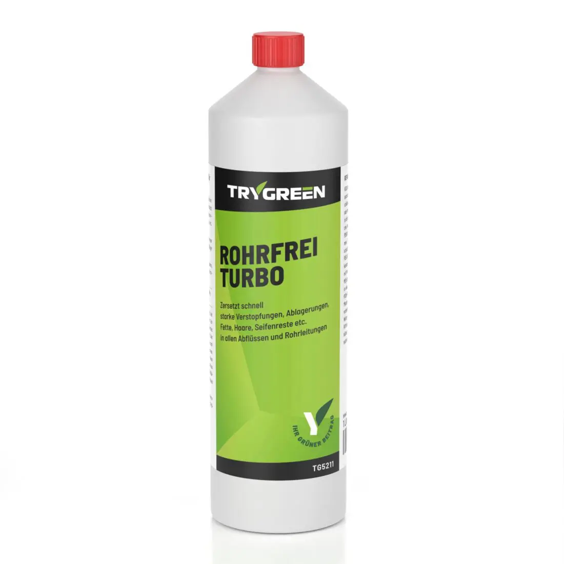 1 Liter Flasche Rohrfrei Turbo Abflussfrei. Schnellwirkender Abflussreiniger in Industriestärke gegen Haare und alle organischen Verstopfungen im Abfluss.