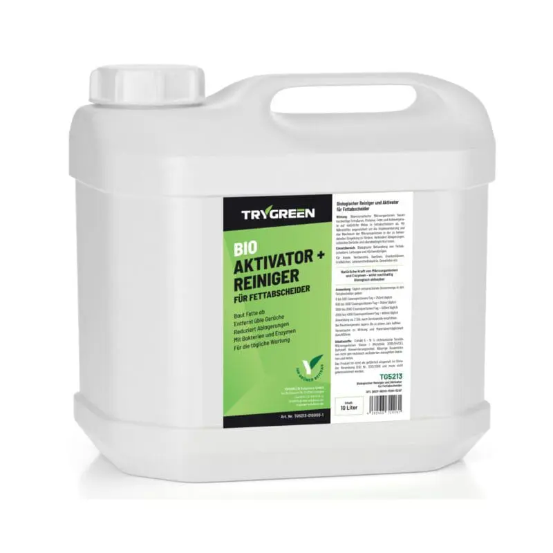 10 Liter Kanister Trygreen Bio Aktivator und Reiniger für Fettabscheider. Biologisches Spezialprodukt gegen Fettablagerungen und Gestank in Fettabscheidern.